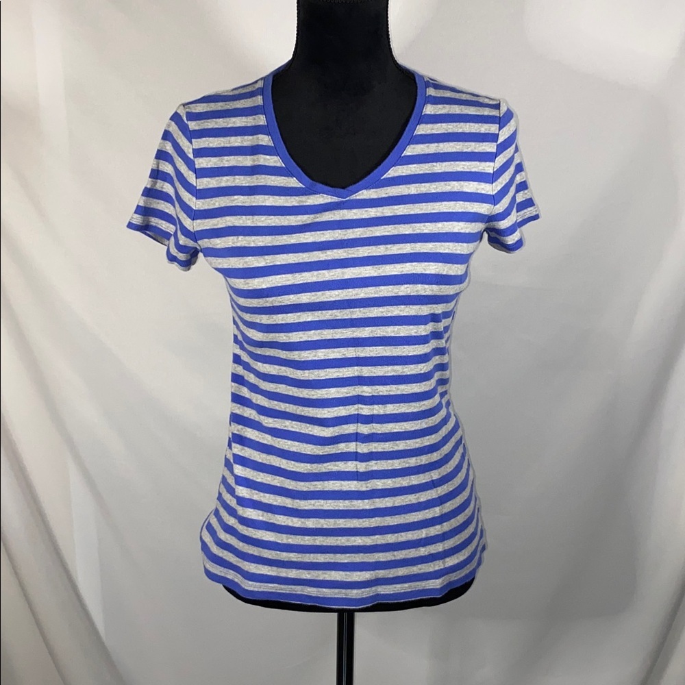 Women's Blue Striped V-neck XS